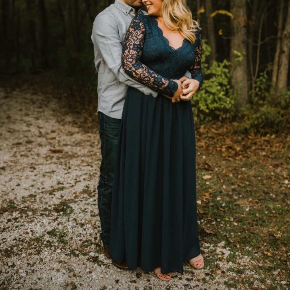 Navy blue Lulu’s long lace sleeved dress